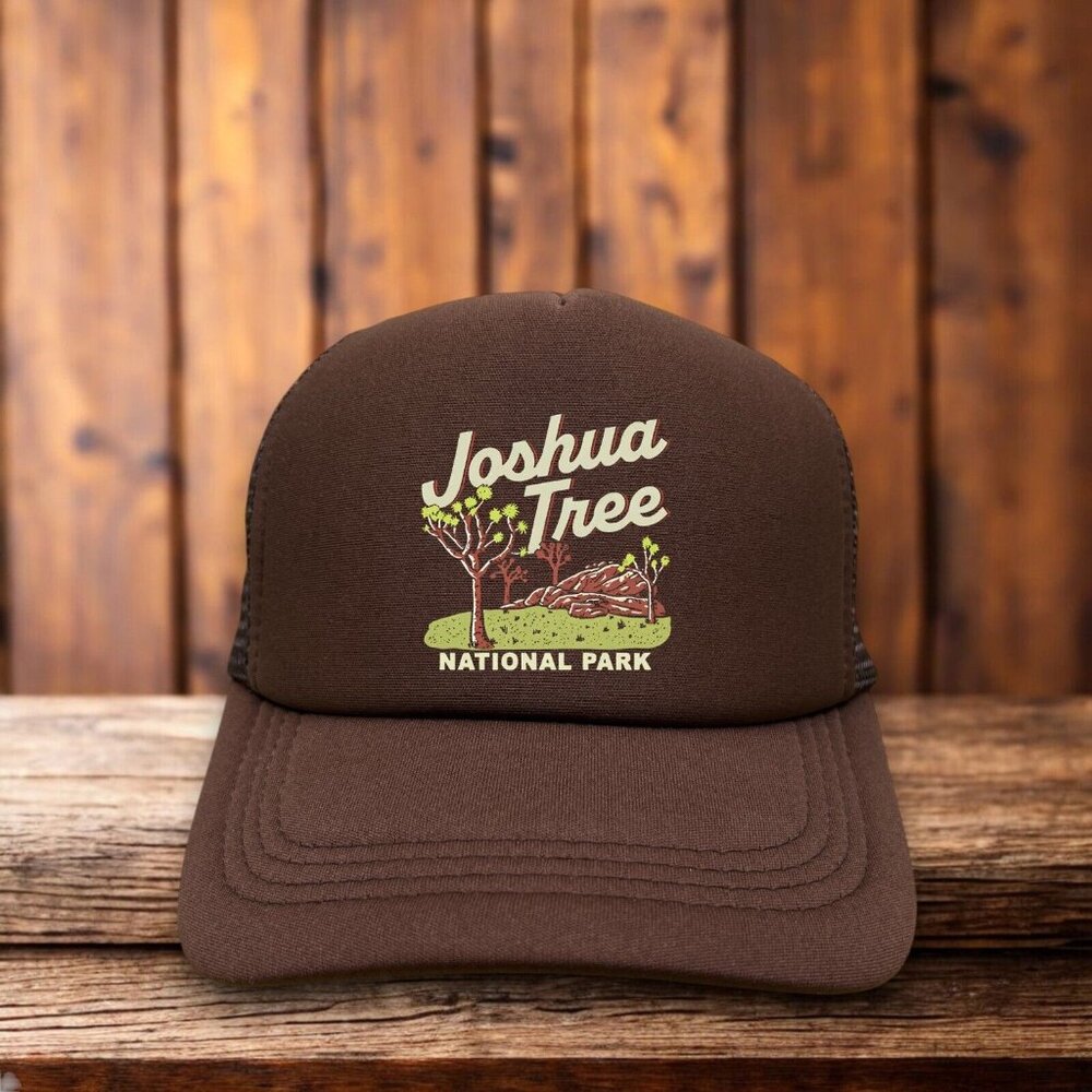 Joshua Tree Unisex Trucker Hat Brown Snapback California National Park Ball Cap